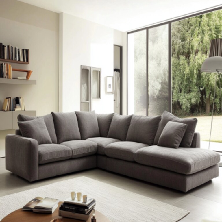 Contemporary Living Room Design with L-Shape Sectional Sofa